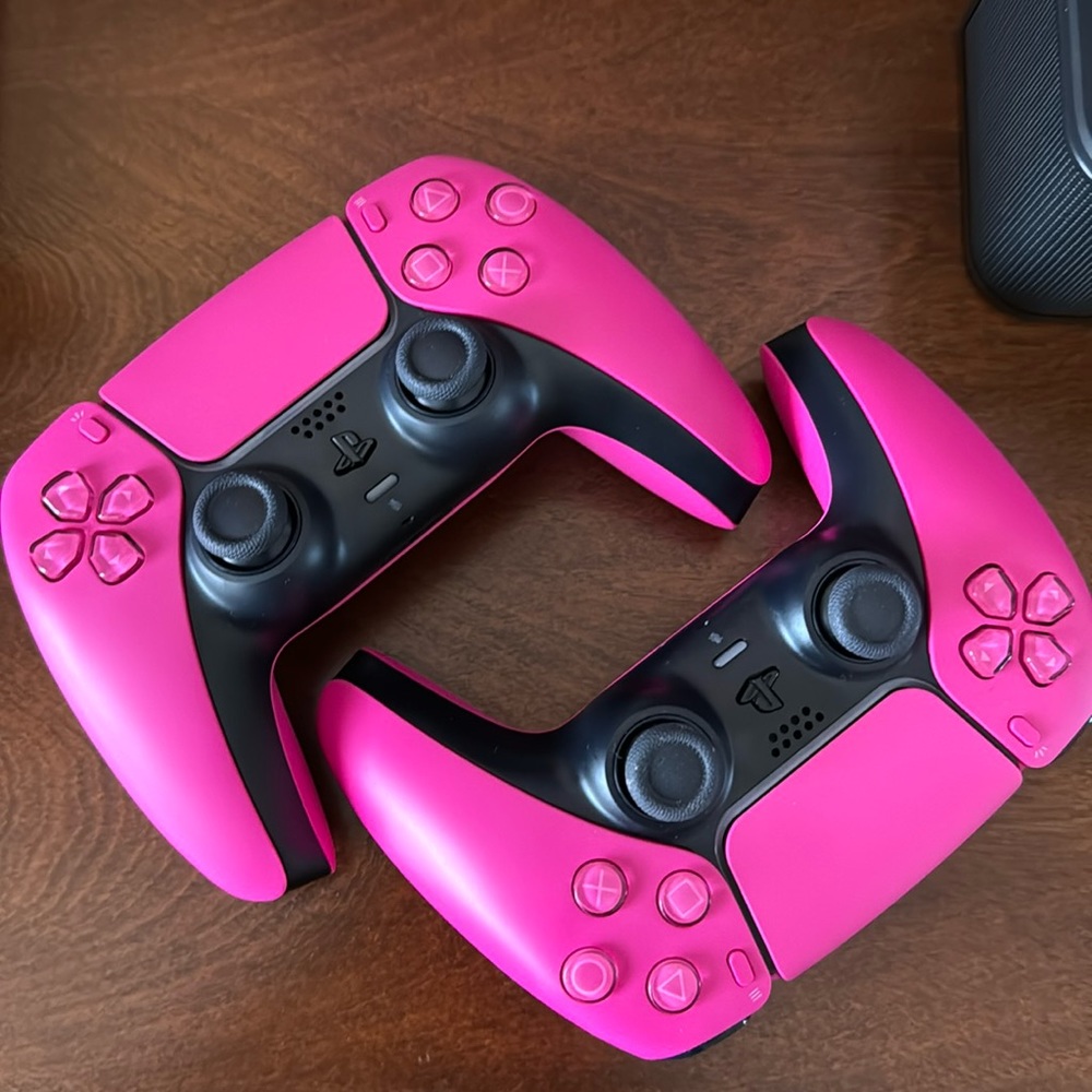 Playstation 5 DualSense Nova Pink Controllers w/ Matching Stands